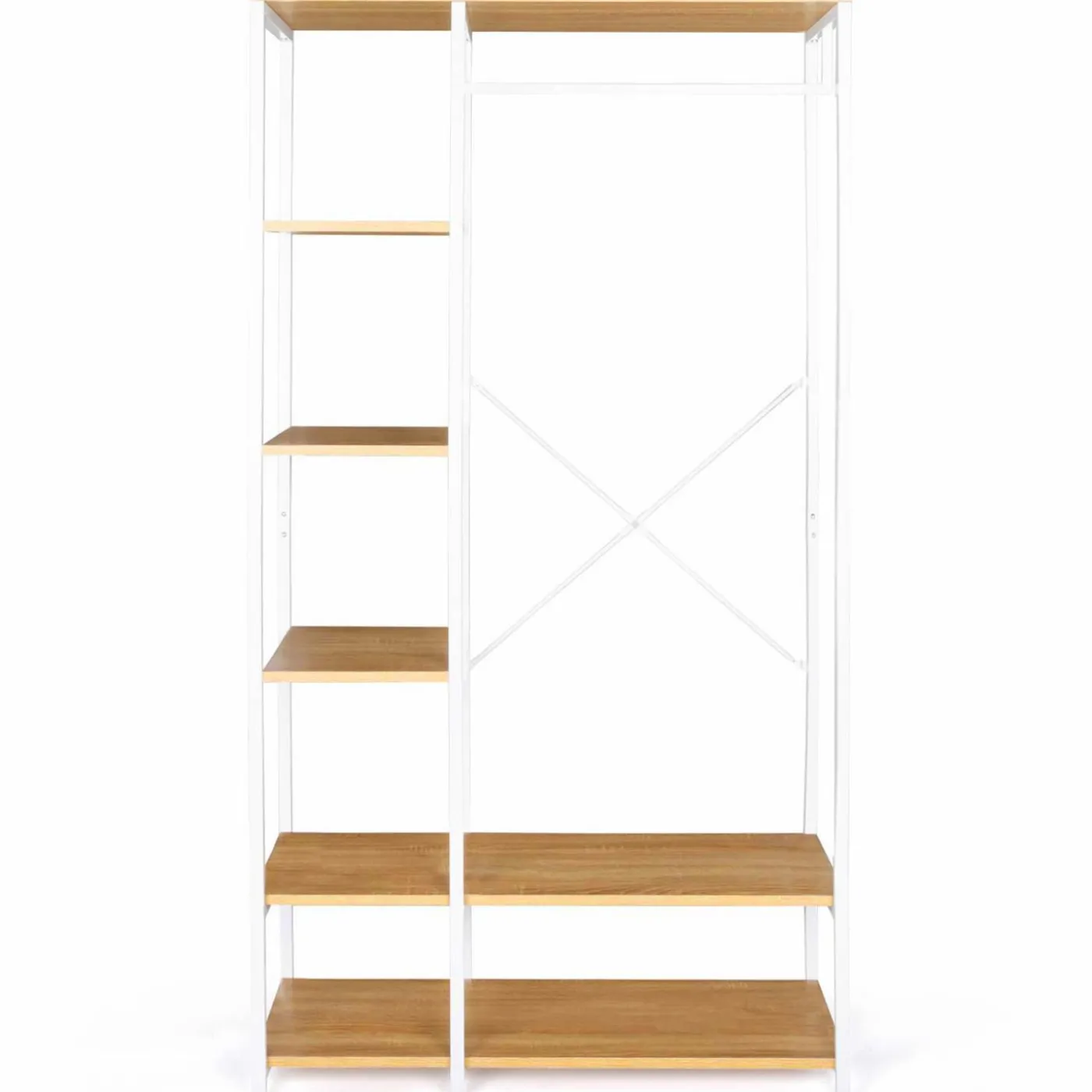 Dressing penderie avec étagère style industriel blanc 90 cm
