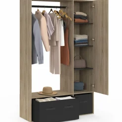 Dressing penderie avec étagères et rangements noirs