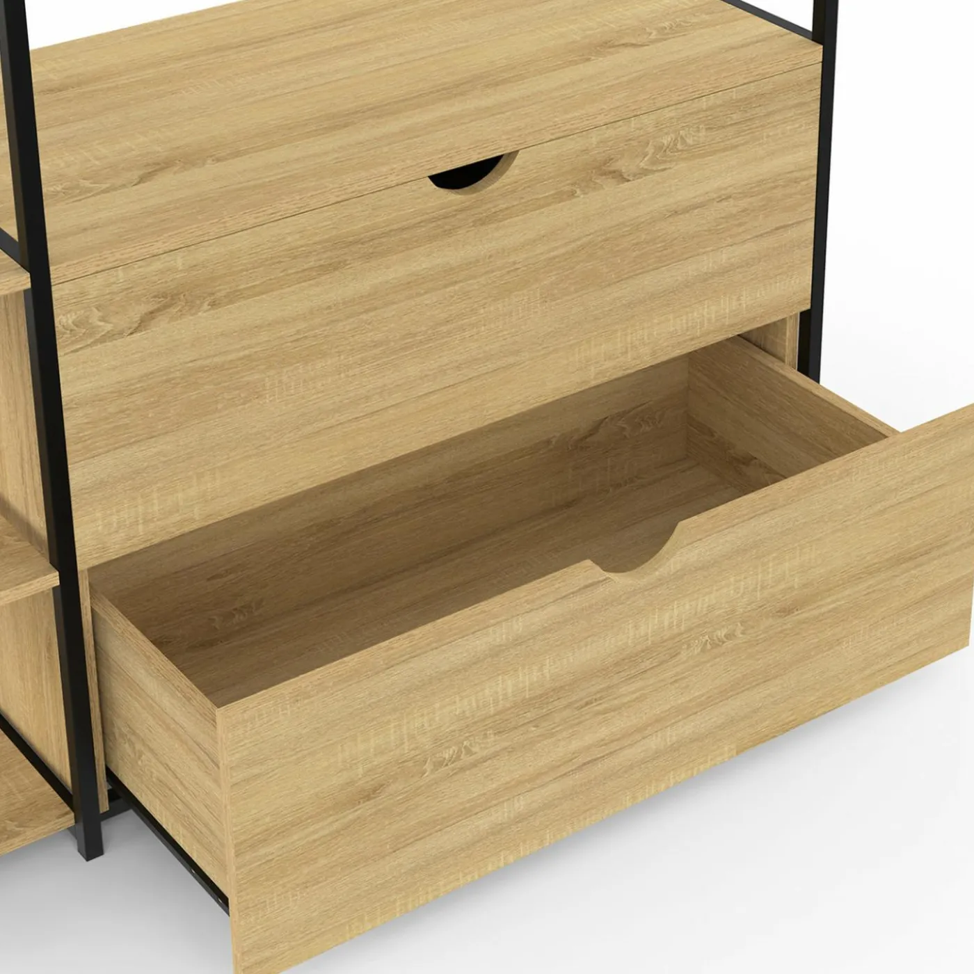 Dressing penderie étagères 2 tiroirs design industriel L. 113 cm
