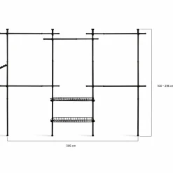 Dressing télescopique extensible 5 penderies 2 paniers en métal noir