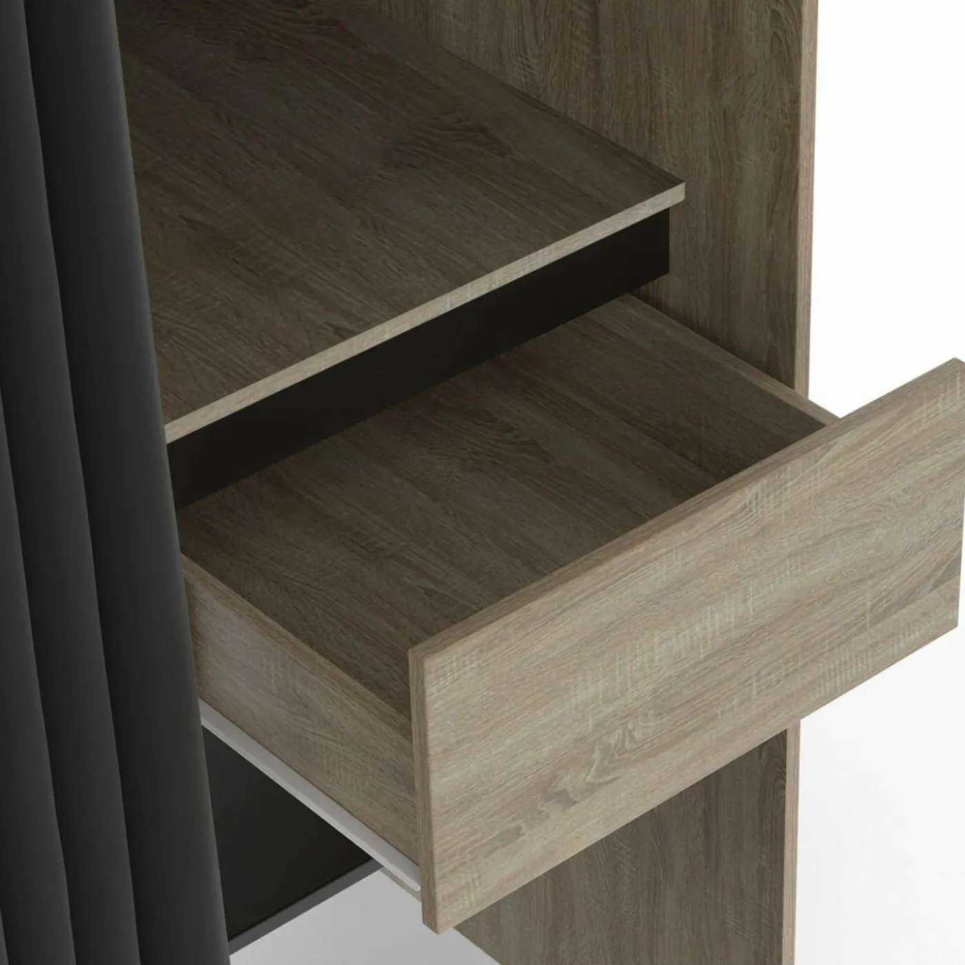 Dressing XXL extensible 120/180 cm en hêtre avec penderie, étagères et tiroirs