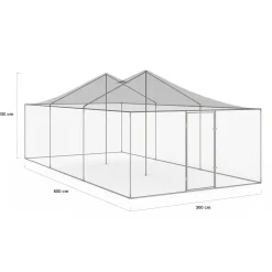 Enclos poulailler en acier galvanisé 18 m² 6x3 m volière extérieure XXL