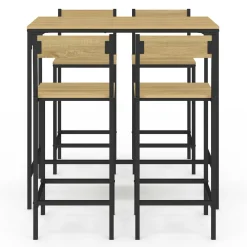 Ensemble table de bar et 4 chaises de bar industrielles