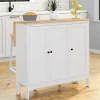 Ensemble table de bar ilot et 2 tabourets bois blanc plateau façon hêtre