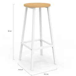 Ensemble table de bar ilot et 2 tabourets bois blanc plateau façon hêtre