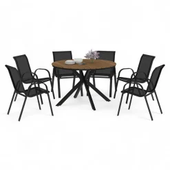 Ensemble table et chaises salon de jardin 6 personnes
