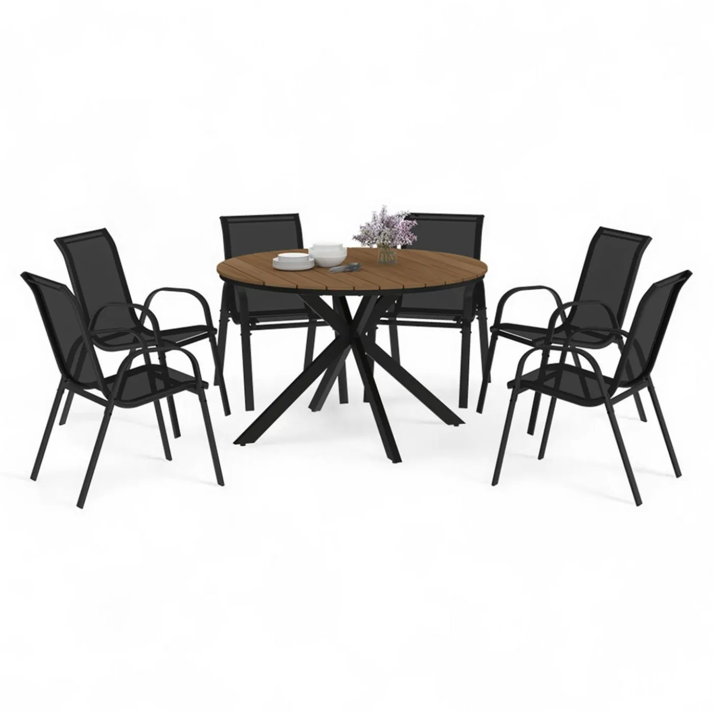 Ensemble table et chaises salon de jardin 6 personnes