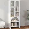 Etagère bibliothèque 6 compartiments style organique bois blanc