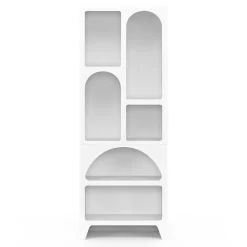 Etagère bibliothèque 6 compartiments style organique bois blanc