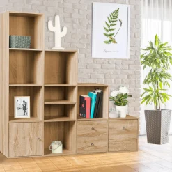 Etagère escalier 4 niveaux bois imitation hêtre