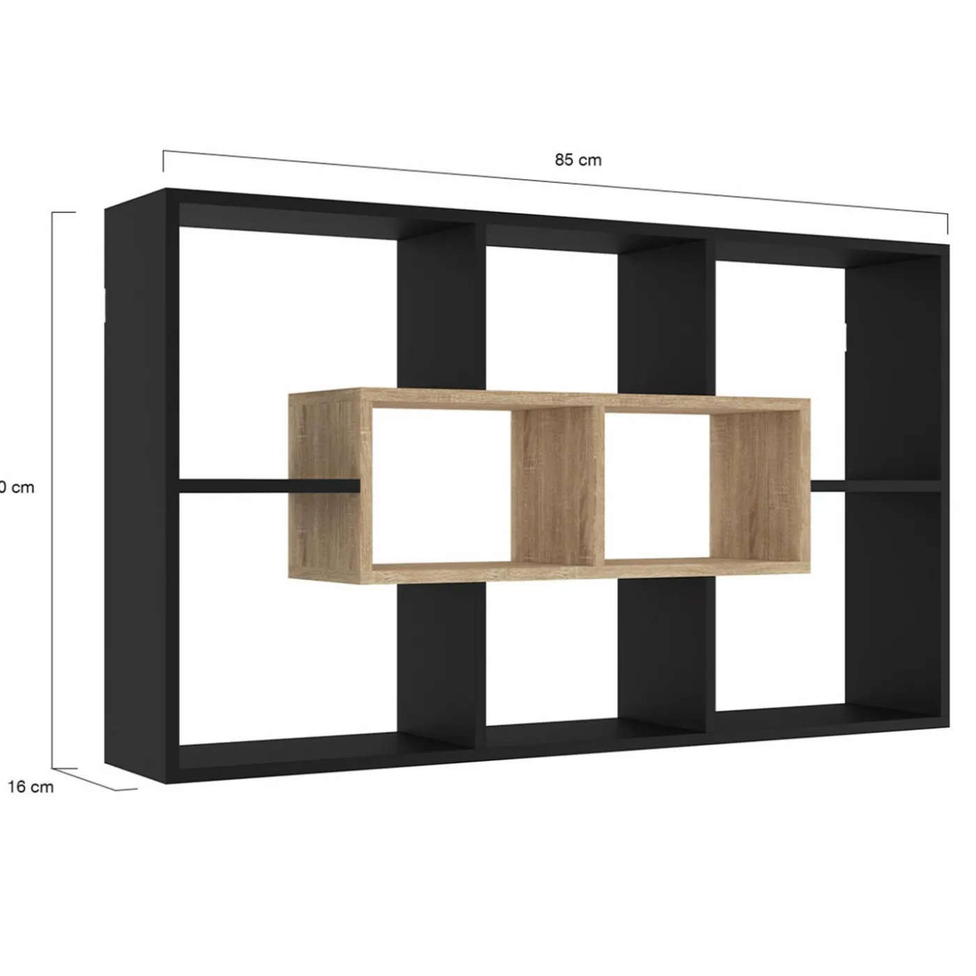 Etagère murale noire et effet bois