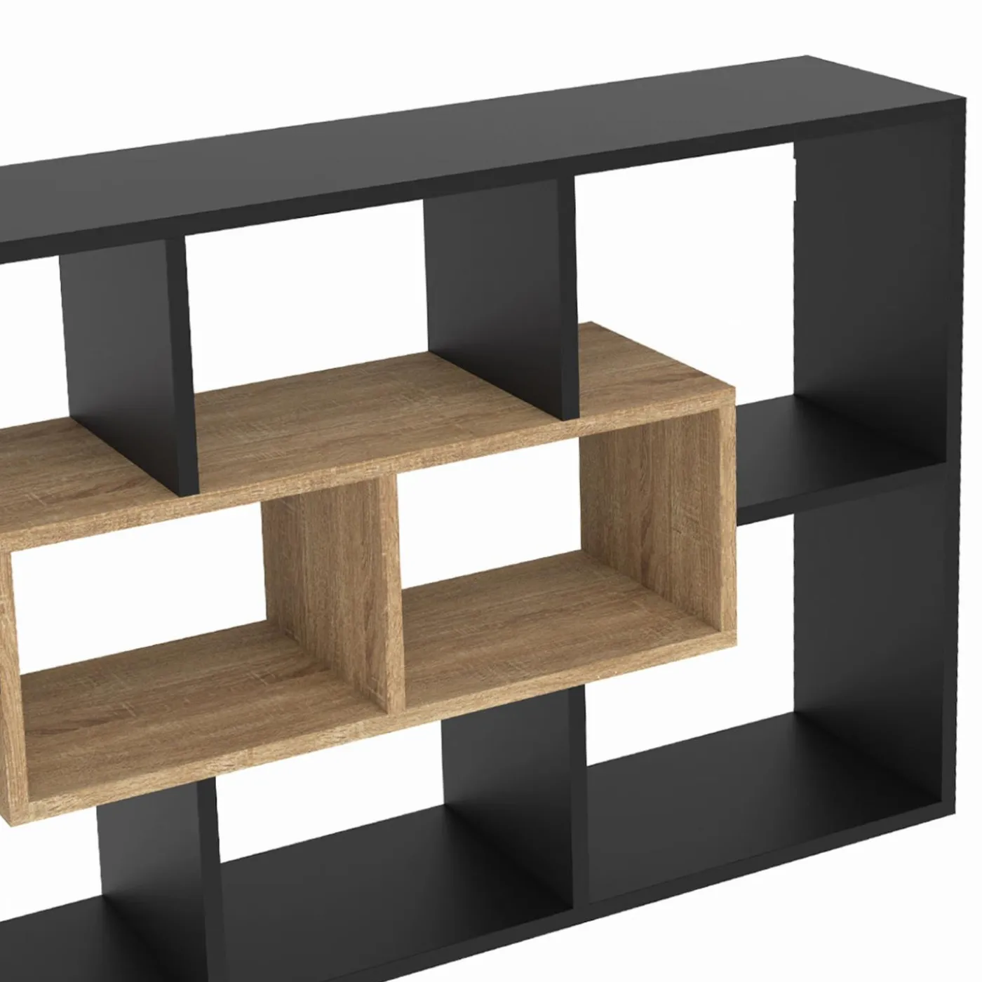 Etagère murale noire et effet bois
