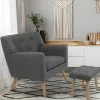 Fauteuil avec repose pieds en tissu gris anthracite style scandinave
