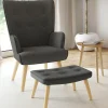 Fauteuil avec repose-pieds gris anthracite style scandinave