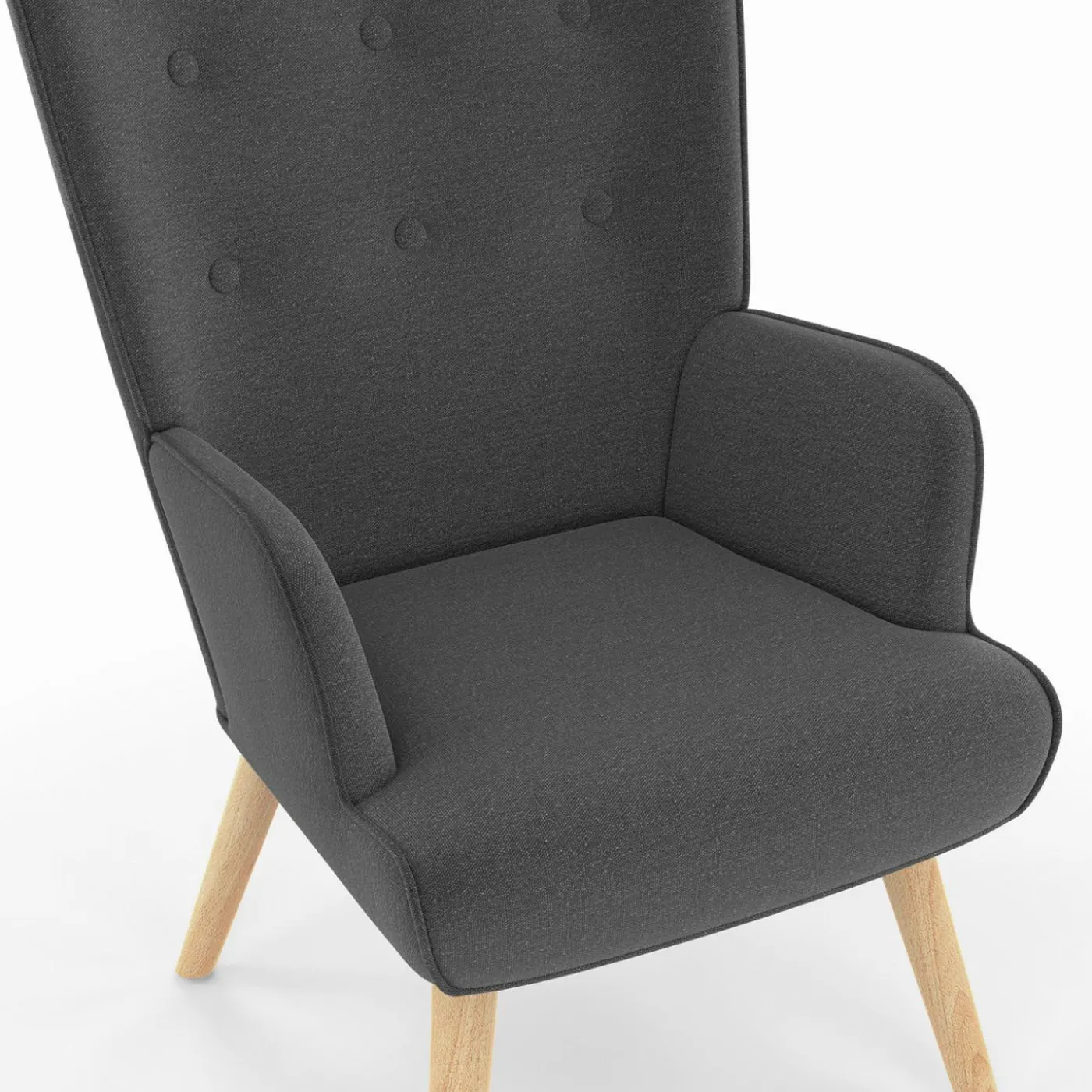 Fauteuil avec repose-pieds gris anthracite style scandinave