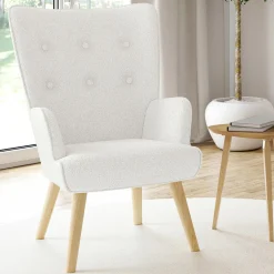 Fauteuil bouclette blanche style scandinave