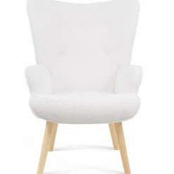 Fauteuil bouclette blanche style scandinave