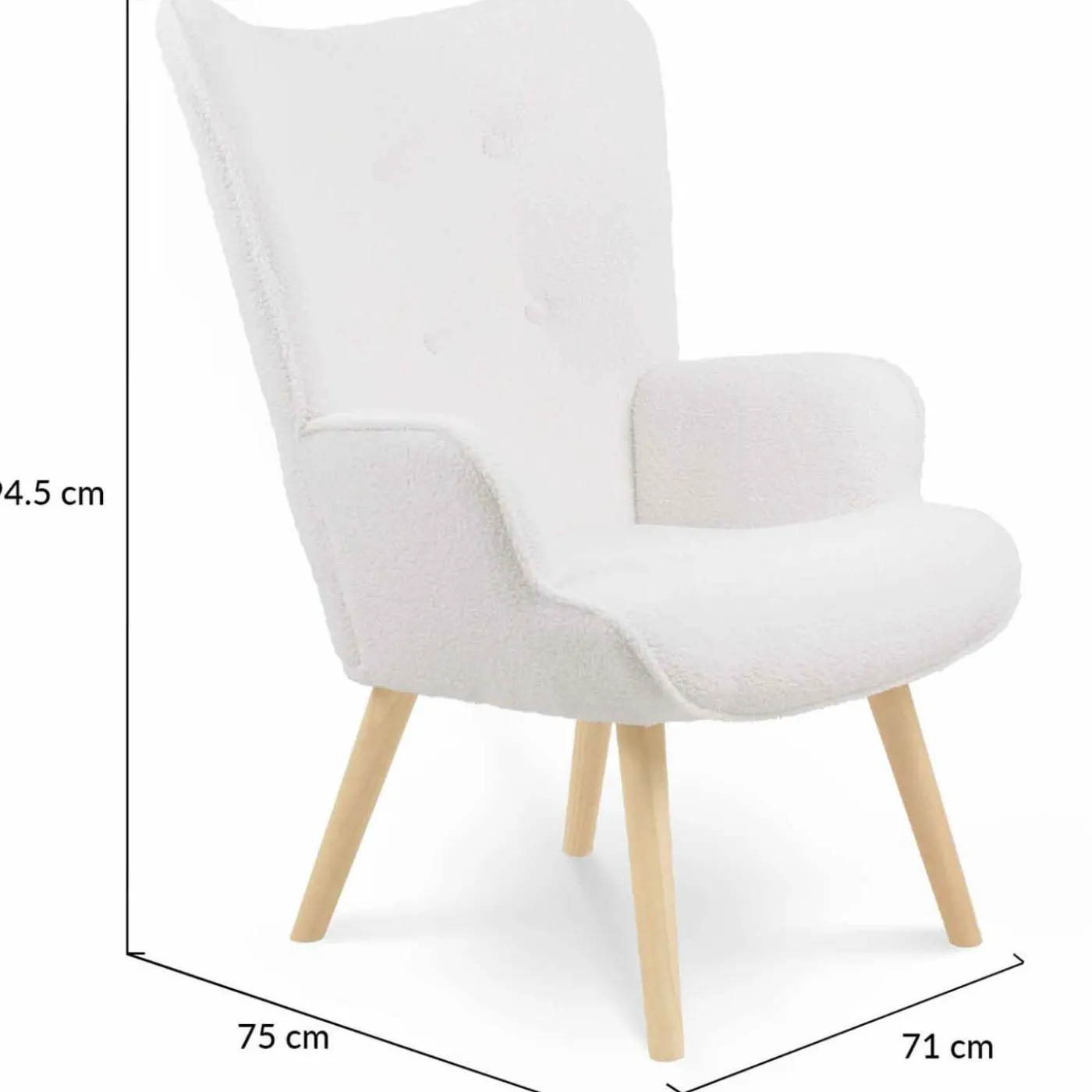 Fauteuil bouclette blanche style scandinave