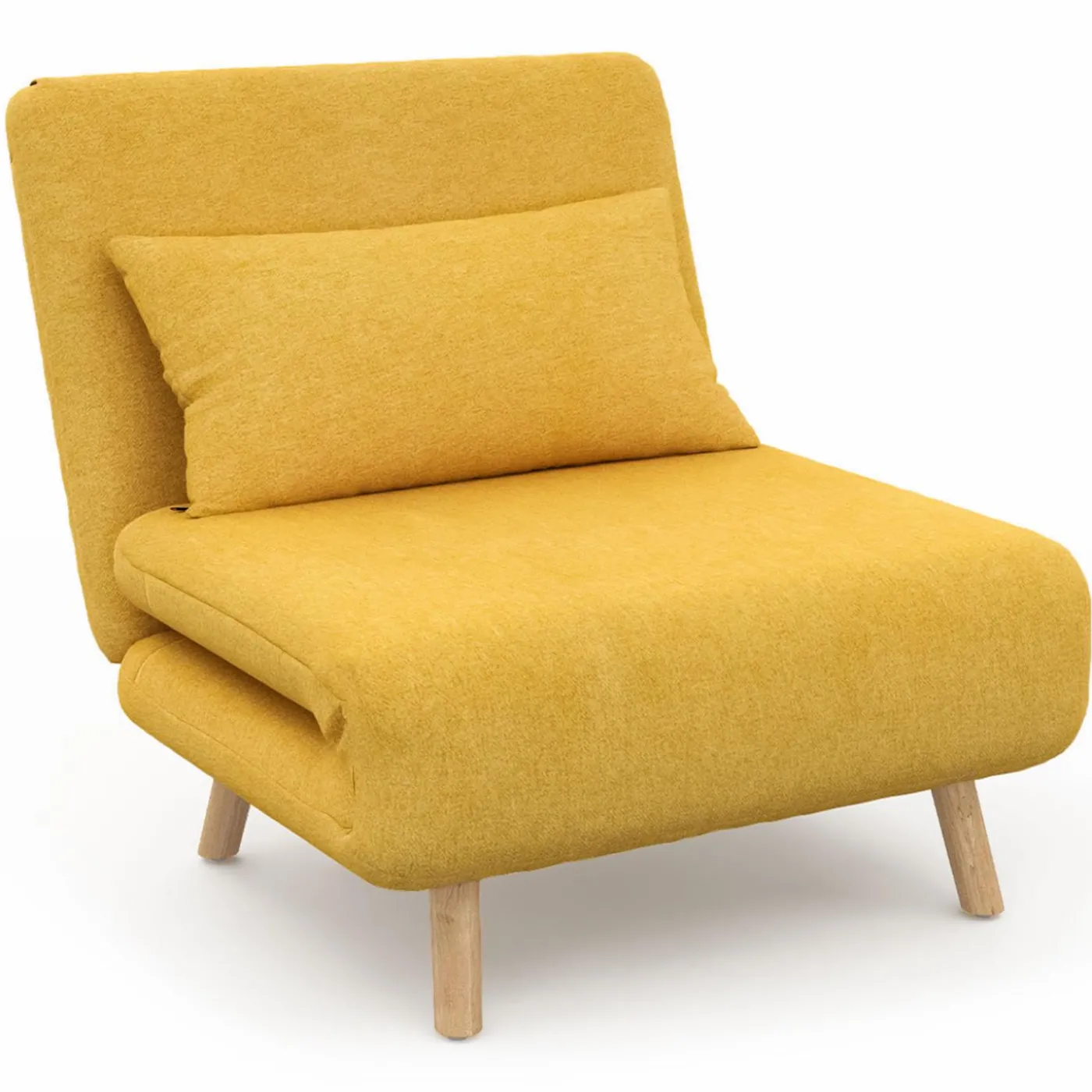 Fauteuil convertible en lit 80x190cm tissu jaune