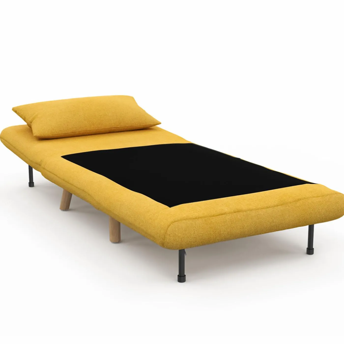 Fauteuil convertible en lit 80x190cm tissu jaune