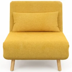 Fauteuil convertible en lit 80x190cm tissu jaune