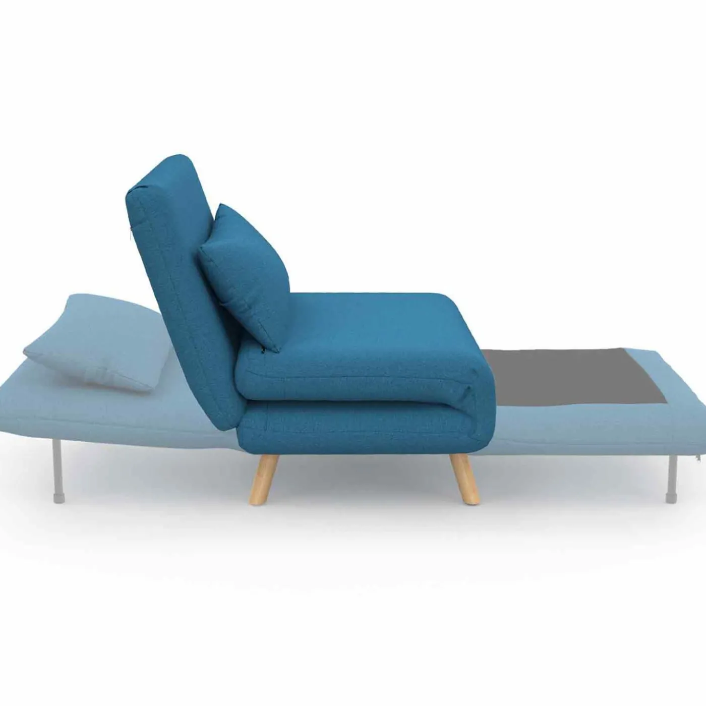 Fauteuil convertible en lit 1 place bleu canard
