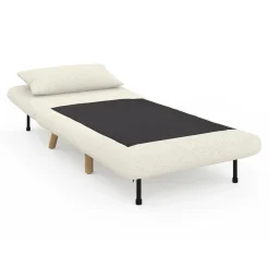 Fauteuil convertible en lit d'appoint 1 place 80x190 cm bouclette blanc