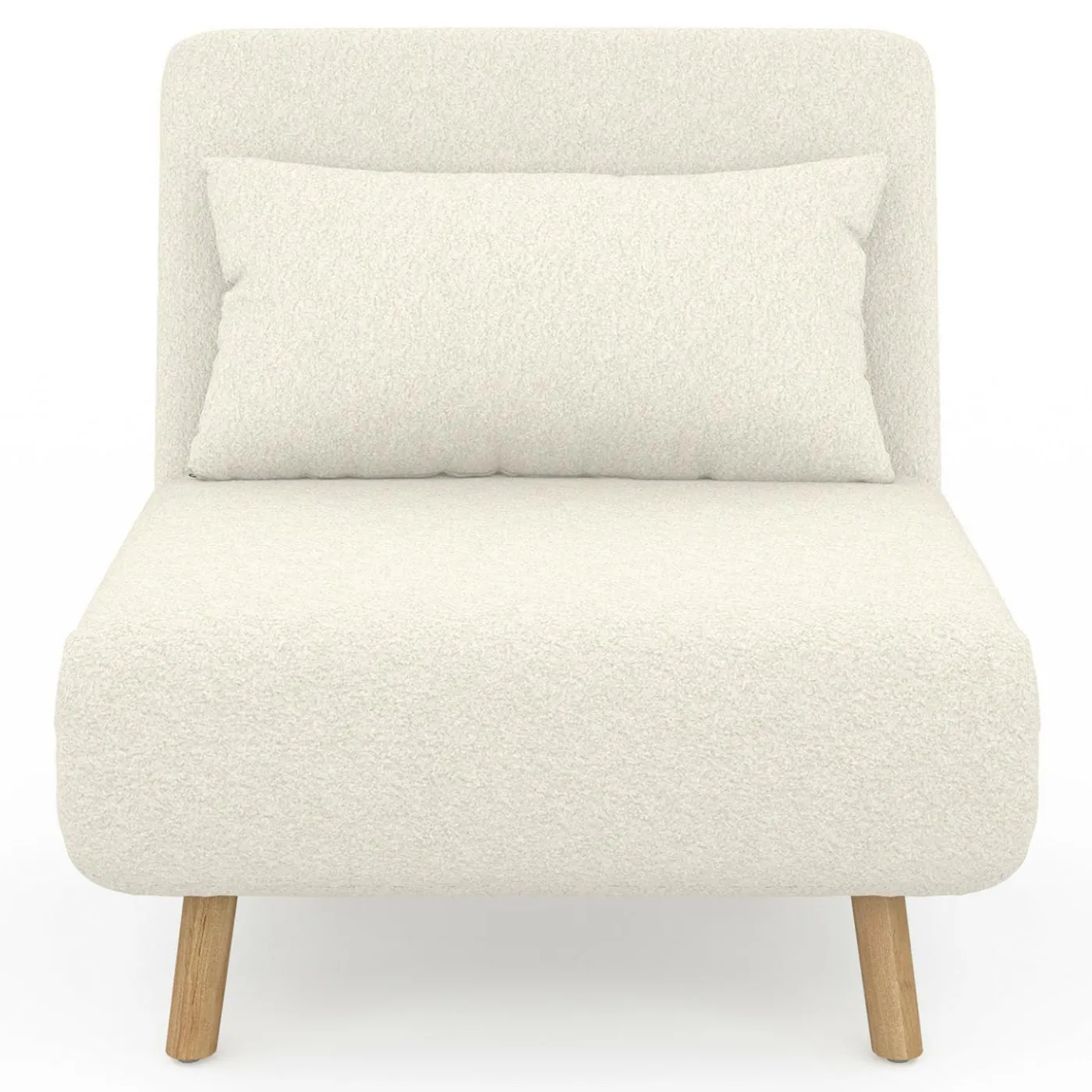 Fauteuil convertible en lit d'appoint 1 place 80x190 cm bouclette blanc
