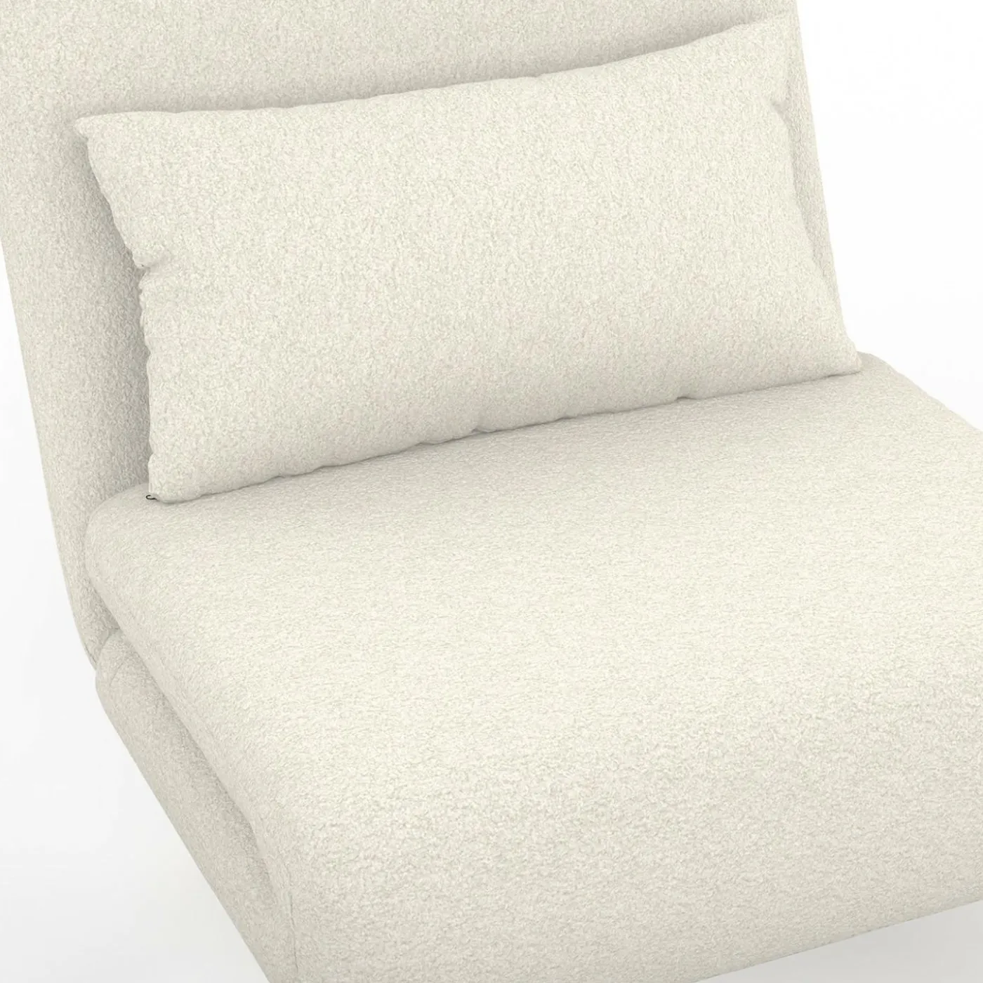 Fauteuil convertible en lit d'appoint 1 place 80x190 cm bouclette blanc
