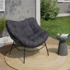 Fauteuil de jardin relax avec coussin effet rotin gris