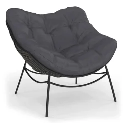 Fauteuil de jardin relax avec coussin effet rotin gris