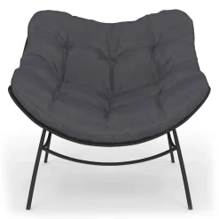 Fauteuil de jardin relax avec coussin effet rotin gris