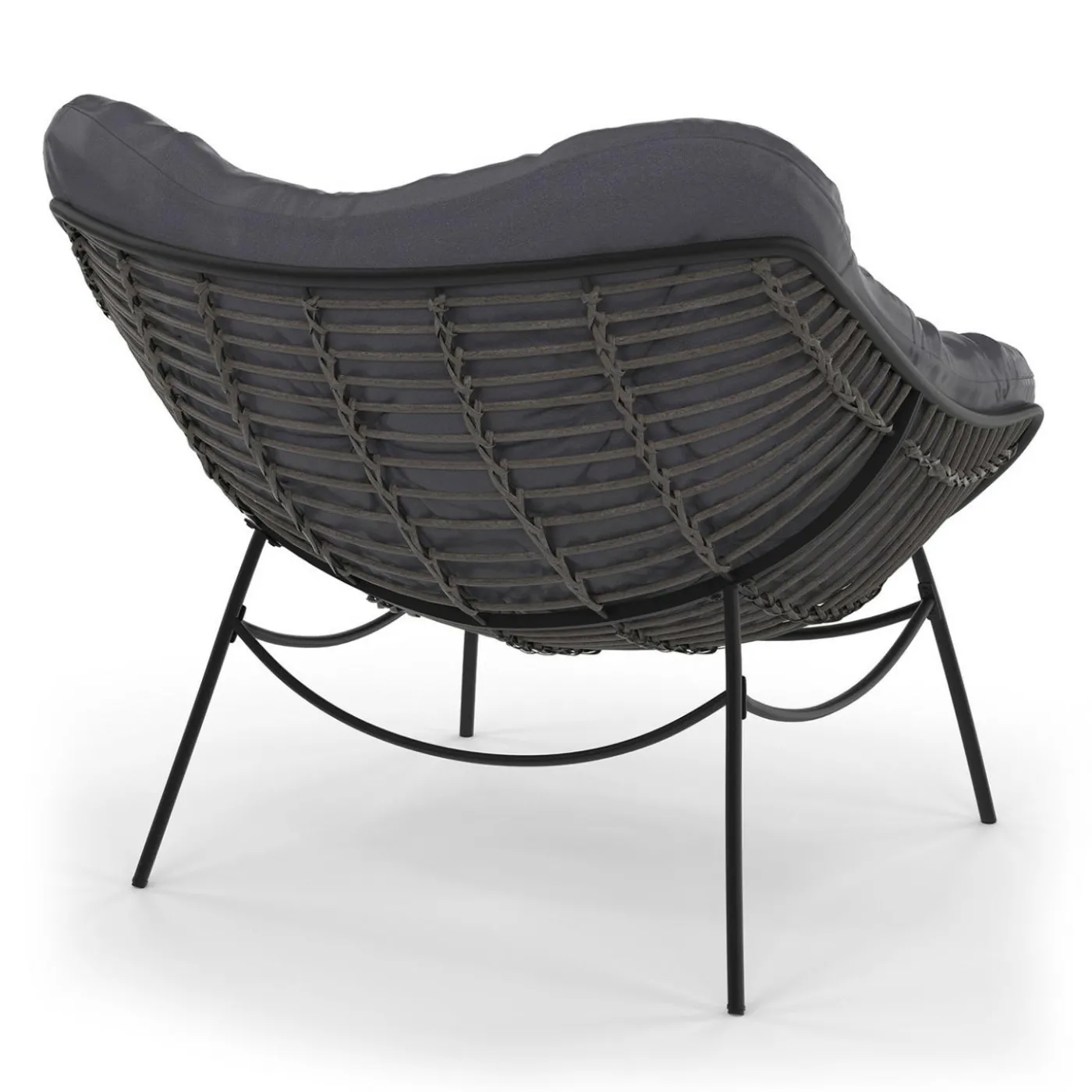 Fauteuil de jardin relax avec coussin effet rotin gris