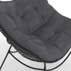 Fauteuil de jardin relax avec coussin effet rotin gris