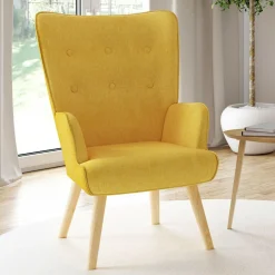 Fauteuil design scandinave jaune moutarde