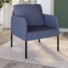 Fauteuil en tissu bleu moderne pieds métal noir