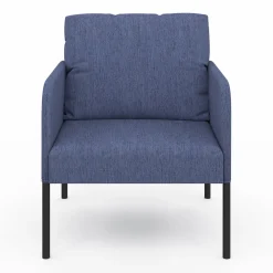 Fauteuil en tissu bleu moderne pieds métal noir