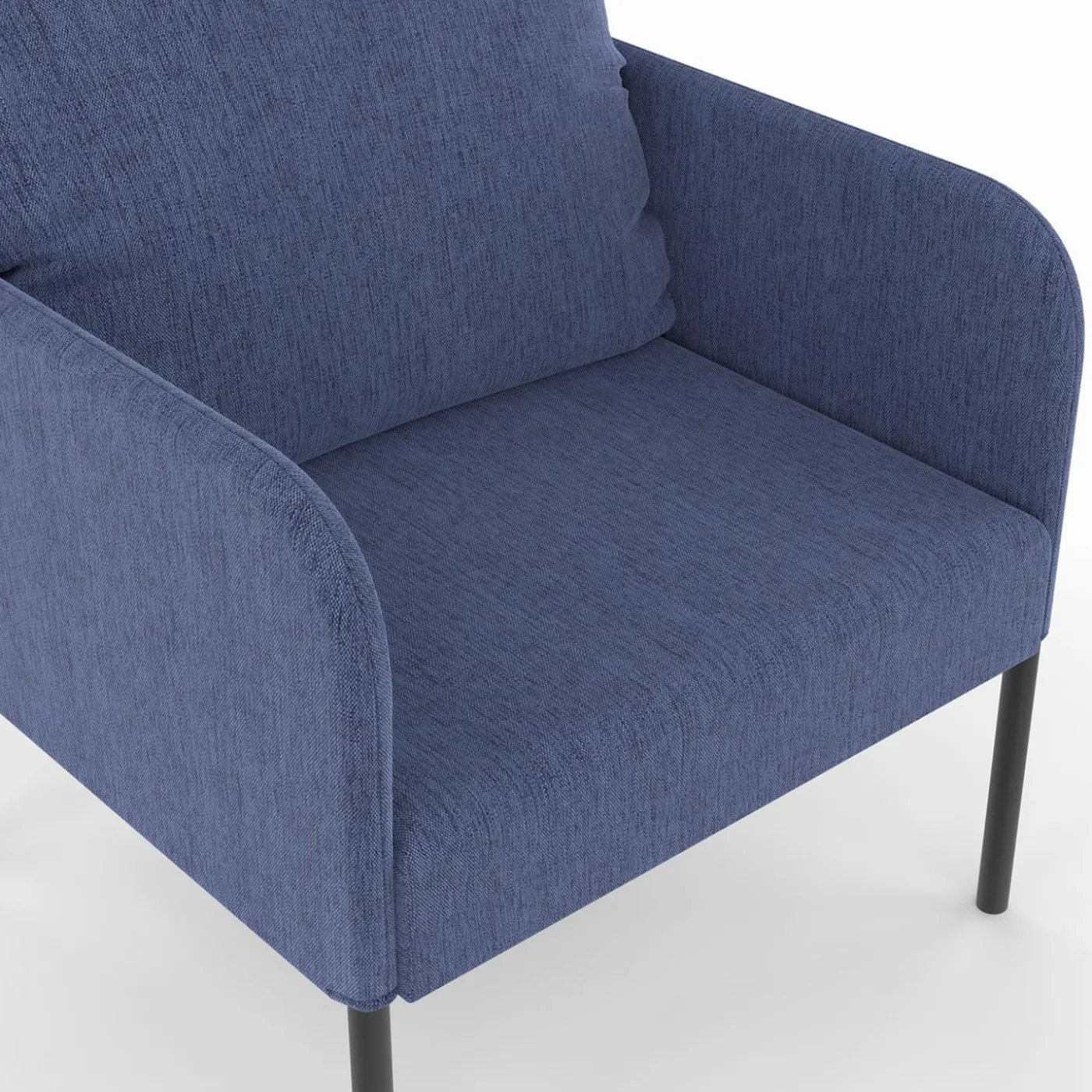 Fauteuil en tissu bleu moderne pieds métal noir