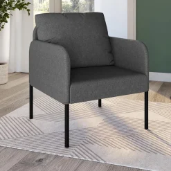 Fauteuil en tissu gris anthracite moderne pieds métal noir