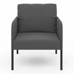 Fauteuil en tissu gris anthracite moderne pieds métal noir