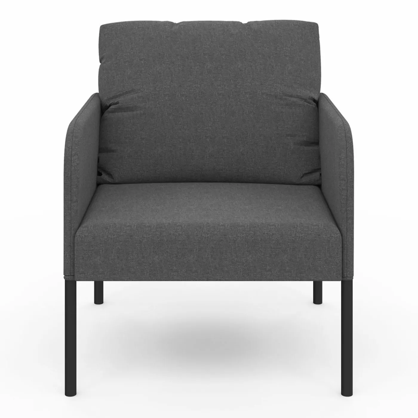 Fauteuil en tissu gris anthracite moderne pieds métal noir