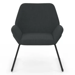 Fauteuil en tissu gris anthracite et pieds métal noirs