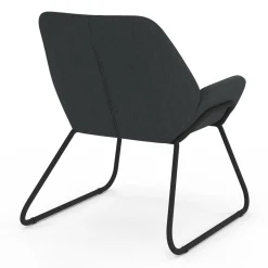 Fauteuil en tissu gris anthracite et pieds métal noirs