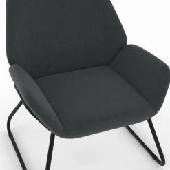 Fauteuil en tissu gris anthracite et pieds métal noirs