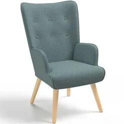 Fauteuil en tissu vert eucalyptus scandinave