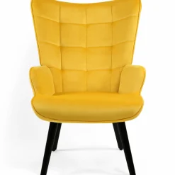 Fauteuil en velours jaune style scandinave