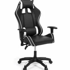 Fauteuil gamer noir et blanc réglable et inclinable accoudoirs pivotants