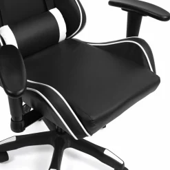 Fauteuil gamer noir et blanc réglable et inclinable accoudoirs pivotants