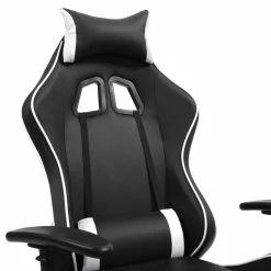 Fauteuil gamer noir et blanc réglable et inclinable accoudoirs pivotants