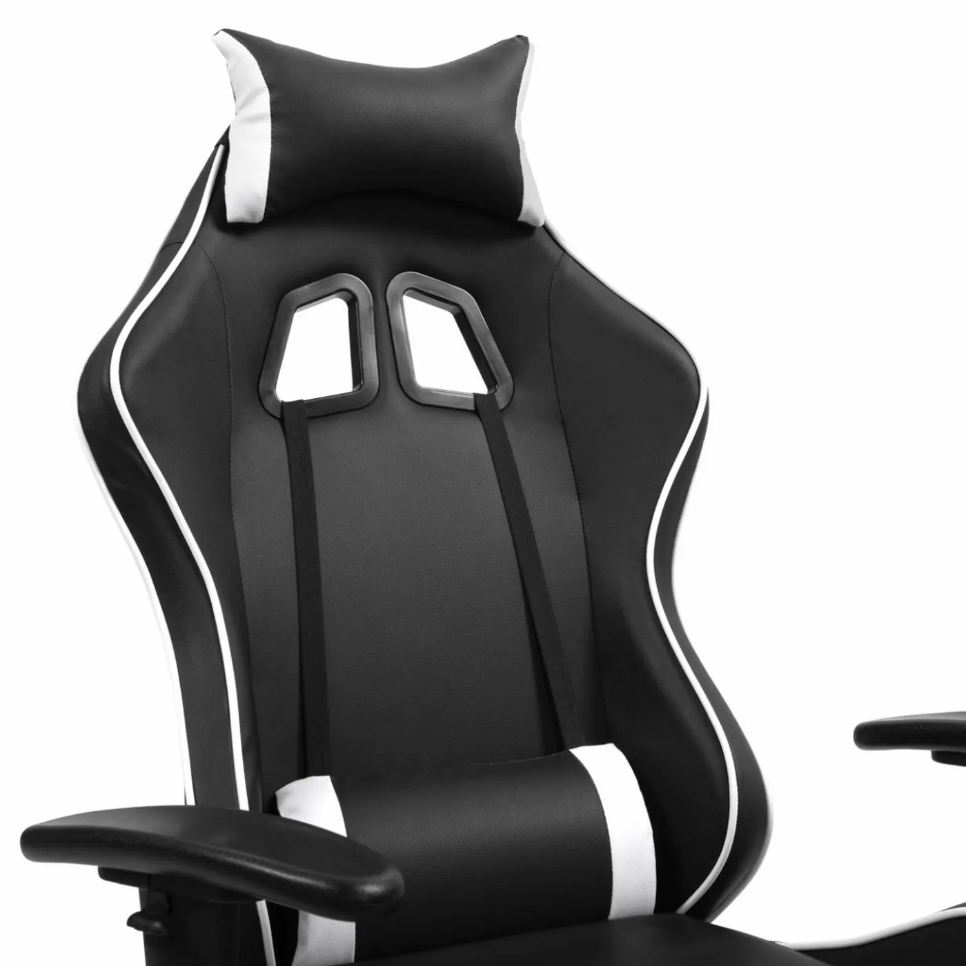 Fauteuil gamer noir et blanc réglable et inclinable accoudoirs pivotants